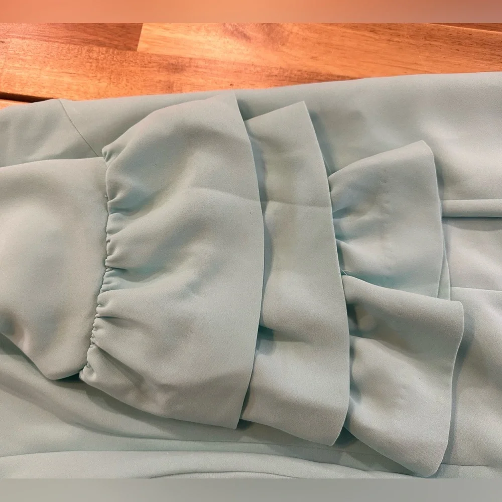 Sail to Sable| Ruffle Sleeve Turquoise Dress| Size 14 - Picture 8 of 9